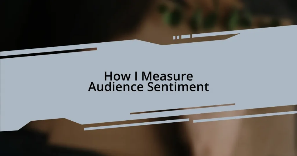 How I Measure Audience Sentiment