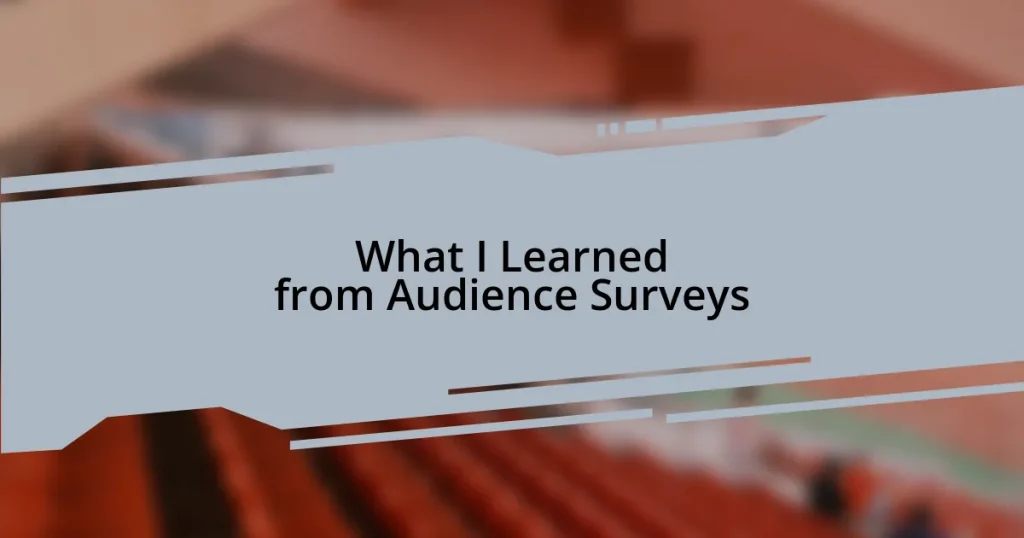 What I Learned from Audience Surveys