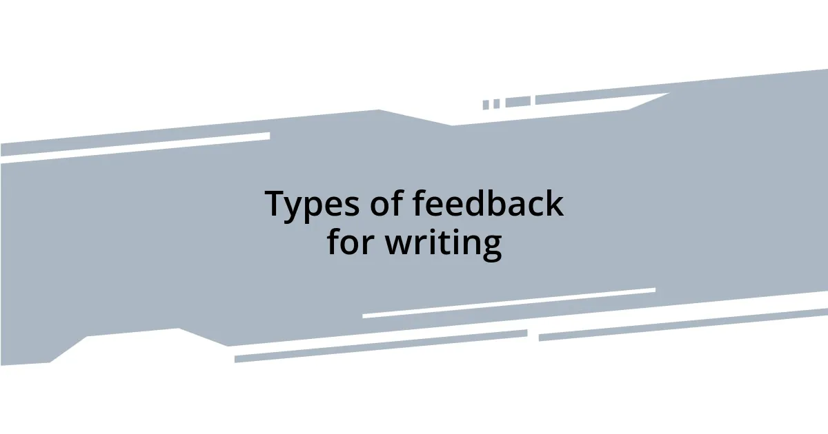 Types of feedback for writing