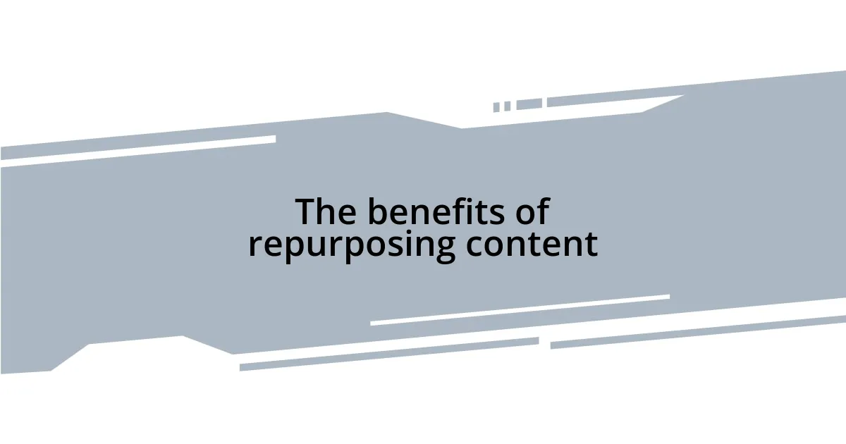 The benefits of repurposing content